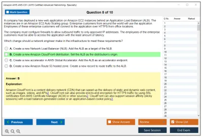 Amazon AWS ANS-C01 Amazon AWS Certified Advanced Networking - Specialty Practice test exam simulator test engine exam Prep practice test questions answers Image 8