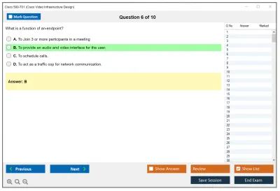 Cisco 500-701 Cisco Video Infrastructure Design Practice test exam simulator test engine exam Prep practice test questions answers Image 6