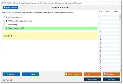 SAP C_TS450_1809 SAP Certified Application Associate - SAP S/4HANA Sourcing and Procurement - Upskilling for ERP Experts Practice test exam simulator test engine exam Prep practice test questions answers Image 6