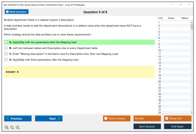 Qlik QSDA2019 Qlik Sense Data Architect Certification Exam - June 2019 Release Practice test exam simulator test engine exam Prep practice test questions answers Image 5
