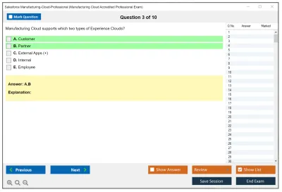 Salesforce Manufacturing-Cloud-Professional Manufacturing Cloud Accredited Professional Practice test exam simulator test engine exam Prep practice test questions answers Image 3
