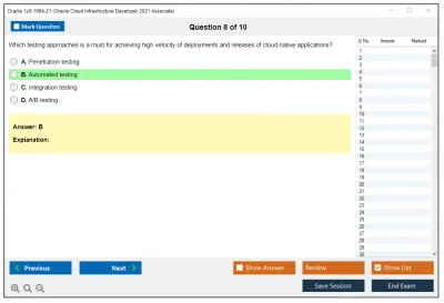 Oracle 1z0-1084-21 Oracle Cloud Infrastructure Developer 2021 Associate Practice test exam simulator test engine exam Prep practice test questions answers Image 8
