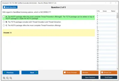 Checkpoint 156-730 IBM Certified Associate Administrator - Security QRadar SIEM V7.2.8 Practice test exam simulator test engine exam Prep practice test questions answers Image 2