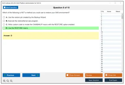 SAS Institute A00-250 A00-250 SAS Platform Administration for SAS9 Practice test exam simulator test engine exam Prep practice test questions answers Image 8