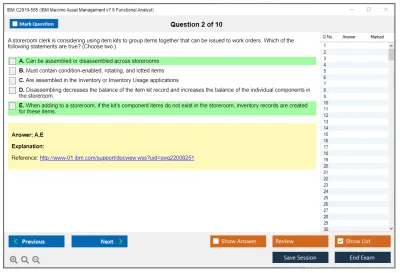 IBM C2010-555 IBM Maximo Asset Management v7.6 Functional Analyst Practice test exam simulator test engine exam Prep practice test questions answers Image 2
