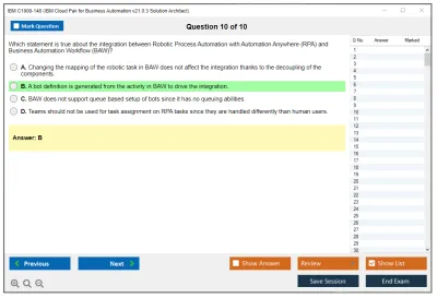IBM C1000-148 IBM Cloud Pak for Business Automation v21.0.3 Solution Architect Practice test exam simulator test engine exam Prep practice test questions answers Image 10