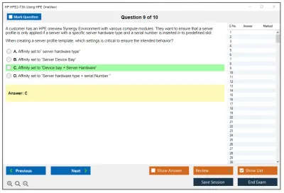 HP HPE2-T36 Using HPE OneView Practice test exam simulator test engine exam Prep practice test questions answers Image 9