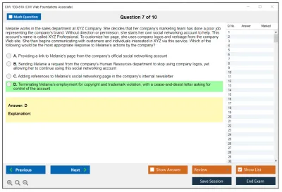 CIW 1D0-610 CIW Web Foundations Associate Practice test exam simulator test engine exam Prep practice test questions answers Image 7