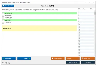Snowflake COF-R02 SnowPro Core Recertification Exam Practice test exam simulator test engine exam Prep practice test questions answers Image 5