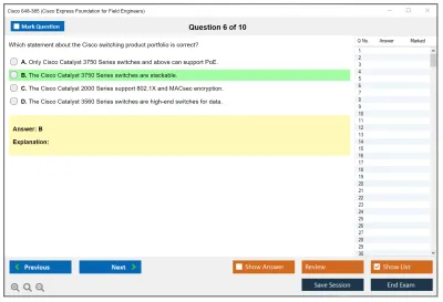 Cisco 648-385 Cisco Express Foundation for Field Engineers Practice test exam simulator test engine exam Prep practice test questions answers Image 6