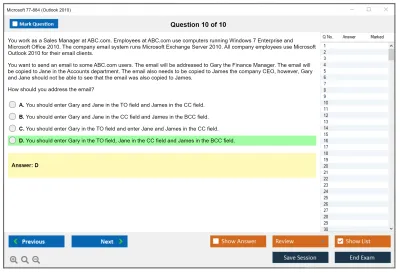 Microsoft 77-884 Outlook 2010 Practice test exam simulator test engine exam Prep practice test questions answers Image 10