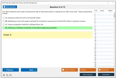 AHIP AHM-520 Health Plan Finance and Risk Management Practice test exam simulator test engine exam Prep practice test questions answers Image 8