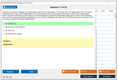 PMI PMI-RMP PMI Risk Management Professional (PMI-RMP) Exam Practice test exam simulator test engine exam Prep practice test questions answers Image 17