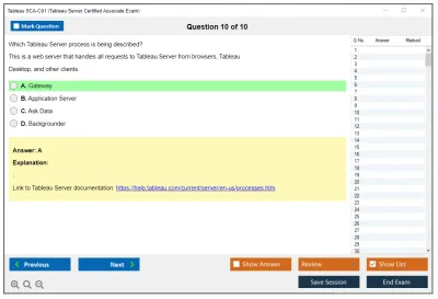 Tableau SCA-C01 Tableau Server Certified Associate Exam Practice test exam simulator test engine exam Prep practice test questions answers Image 10
