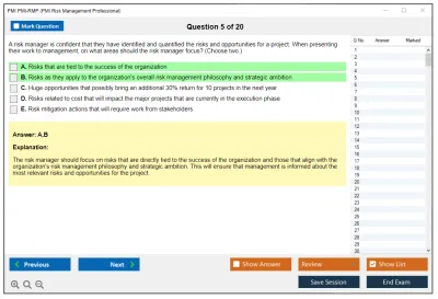PMI PMI-RMP PMI Risk Management Professional (PMI-RMP) Exam Practice test exam simulator test engine exam Prep practice test questions answers Image 5