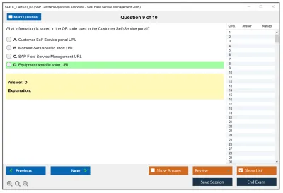 SAP C_C4H520_02 SAP Certified Associate - SAP Field Service Management 2005 Practice test exam simulator test engine exam Prep practice test questions answers Image 9