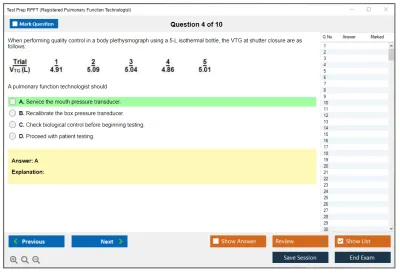 Test Prep RPFT Registered Pulmonary Function Technologist Practice test exam simulator test engine exam Prep practice test questions answers Image 4