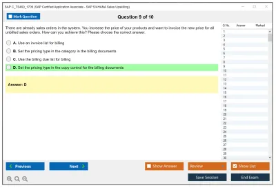 SAP C_TS460_1709 SAP Certified Application Associate - SAP S/4HANA Sales Upskilling Practice test exam simulator test engine exam Prep practice test questions answers Image 9