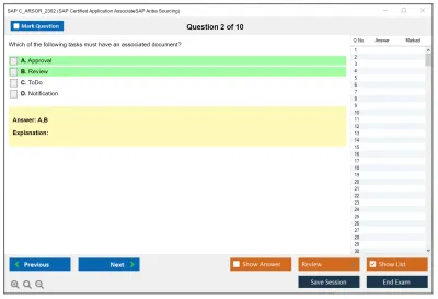 SAP C_ARSOR_2302 SAP Certified Application AssociateSAP Ariba Sourcing Practice test exam simulator test engine exam Prep practice test questions answers Image 2
