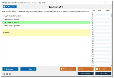EMC DEA-2TT3 Associate - Cloud Infrastructure and Services v.3 Exam Practice test exam simulator test engine exam Prep practice test questions answers Image 3
