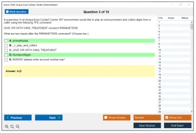 Avaya 3300 Avaya Aura Contact Center Administration Practice test exam simulator test engine exam Prep practice test questions answers Image 3