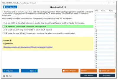 Adobe AD0-E103 Adobe Experience Manager Developer Practice test exam simulator test engine exam Prep practice test questions answers Image 8