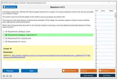 BCS RE18 BCS Practitioner Certificate in Requirements Engineering 2018 Practice test exam simulator test engine exam Prep practice test questions answers Image 4