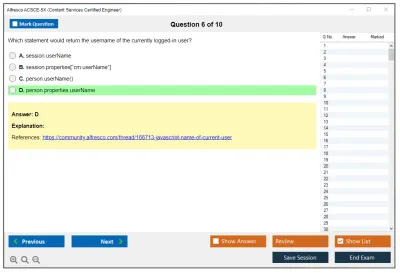 Alfresco ACSCE-5X Alfresco Content Services Certified Engineer Practice test exam simulator test engine exam Prep practice test questions answers Image 6