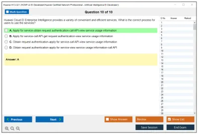 Huawei H13-321 HCNP-AI EI Developer(Huawei Certified Network Professional - Artificial Intelligence EI Developer) Practice test exam simulator test engine exam Prep practice test questions answers Image 10