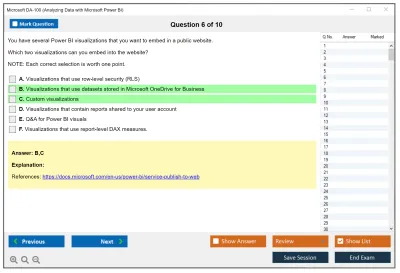Microsoft DA-100 Analyzing Data with Microsoft Power BI Practice test exam simulator test engine exam Prep practice test questions answers Image 6