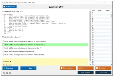 Oracle 1z0-148 Oracle Database 12c: Advanced PL/SQL Practice test exam simulator test engine exam Prep practice test questions answers Image 6