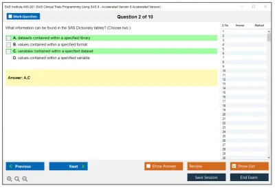 SAS Institute A00-281 SAS Clinical Trials Programming Using SAS 9 - Accelerated Version 9 Accelerated Version Practice test exam simulator test engine exam Prep practice test questions answers Image 2