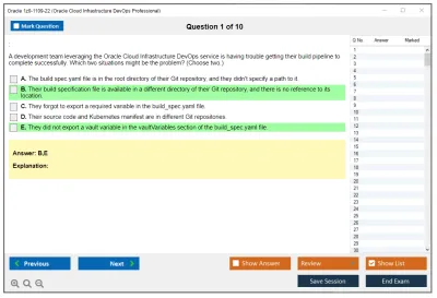 Oracle 1z0-1109-22 Oracle Cloud Infrastructure DevOps Professional Practice test exam simulator test engine exam Prep practice test questions answers Image 1