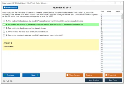 Alcatel-Lucent 4A0-106 Nokia Virtual Private Routed Networks Practice test exam simulator test engine exam Prep practice test questions answers Image 10