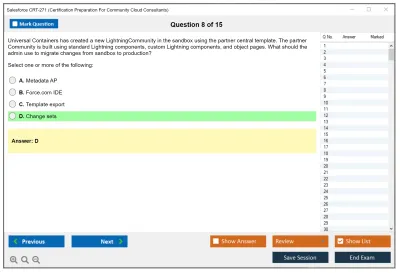 Salesforce CRT-271 Salesforce Certification Preparation For Community Cloud Consultants Practice test exam simulator test engine exam Prep practice test questions answers Image 8