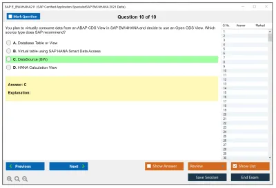 SAP E_BW4HANA211 SAP Certified Application SpecialistSAP BW/4HANA 2021 Delta Practice test exam simulator test engine exam Prep practice test questions answers Image 10