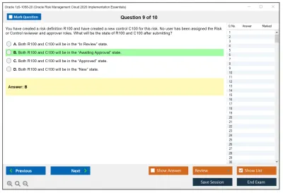 Oracle 1z0-1058-20 Oracle Risk Management Cloud 2020 Implementation Essentials Practice test exam simulator test engine exam Prep practice test questions answers Image 9
