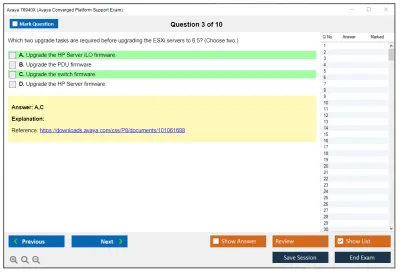 Avaya 76940X Avaya Converged Platform Support Exam Practice test exam simulator test engine exam Prep practice test questions answers Image 3