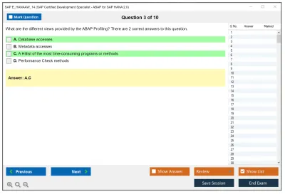 SAP E_HANAAW_14 SAP Certified Development Specialist - ABAP for SAP HANA 2.0 Practice test exam simulator test engine exam Prep practice test questions answers Image 3