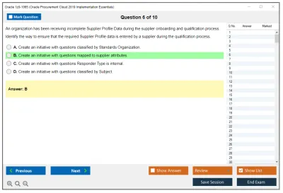 Oracle 1z0-1065 Oracle Procurement Cloud 2019 Implementation Essentials Practice test exam simulator test engine exam Prep practice test questions answers Image 6