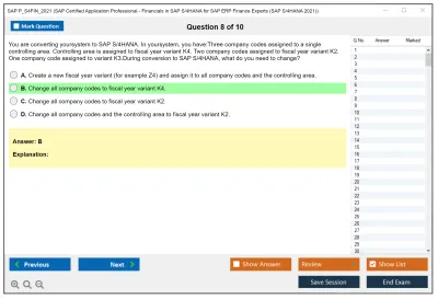 SAP P_S4FIN_2021 SAP Certified Professional - Financials in SAP S/4HANA 2021 for SAP ERP Finance Experts Practice test exam simulator test engine exam Prep practice test questions answers Image 8