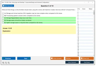 Citrix 1Y0-403 Citrix Virtual Apps and Desktops 7 Assessment Design and Advanced Configurations Practice test exam simulator test engine exam Prep practice test questions answers Image 5
