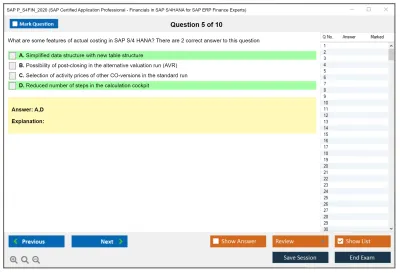 SAP P_S4FIN_2020 SAP Certified Application Professional - Financials in SAP S/4HANA for SAP ERP Finance Experts Practice test exam simulator test engine exam Prep practice test questions answers Image 5