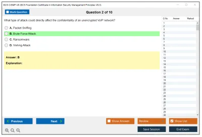 BCS CISMP-V9 BCS Foundation Certificate in Information Security Management Principles V9.0 Practice test exam simulator test engine exam Prep practice test questions answers Image 2
