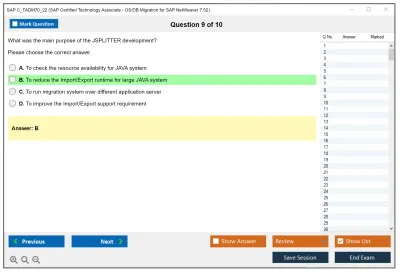 SAP C_TADM70_22 SAP Certified Technology Associate - OS/DB Migration for SAP NetWeaver 7.52 Practice test exam simulator test engine exam Prep practice test questions answers Image 9