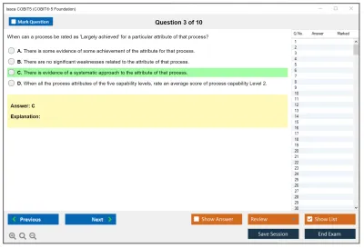 Isaca COBIT5 COBIT 5 Foundation Exam Practice test exam simulator test engine exam Prep practice test questions answers Image 3