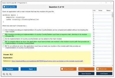 Oracle 1z0-816 Java SE 11 Programmer II Practice test exam simulator test engine exam Prep practice test questions answers Image 5