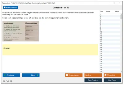 Pegasystems PEGAPCDC87V1 Certified Pega Decisioning Consultant (PCDC) 87V1 Practice test exam simulator test engine exam Prep practice test questions answers Image 1