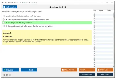 Test Prep MACE Medication Aide Certification Examination Practice test exam simulator test engine exam Prep practice test questions answers Image 13