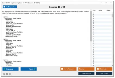 Cisco 300-415 Implementing Cisco SD-WAN Solutions (300-415 ENSDWI) Practice test exam simulator test engine exam Prep practice test questions answers Image 10